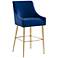 TOV Beatrix 25 1/2" Modern Navy Blue Velvet Fabric Counter Stool