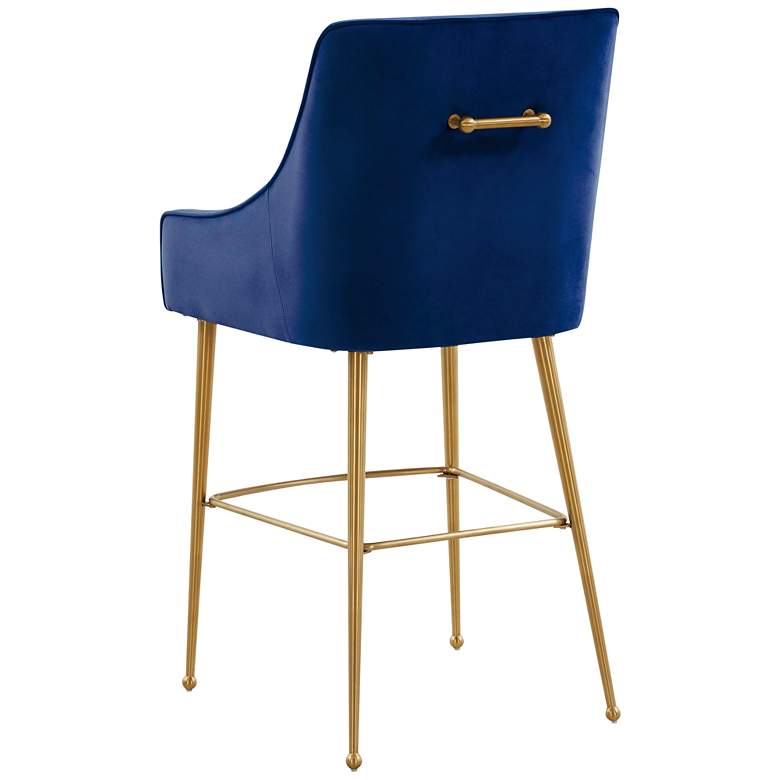 Image 6 TOV Beatrix 25 1/2" Modern Navy Blue Velvet Fabric Counter Stool more views