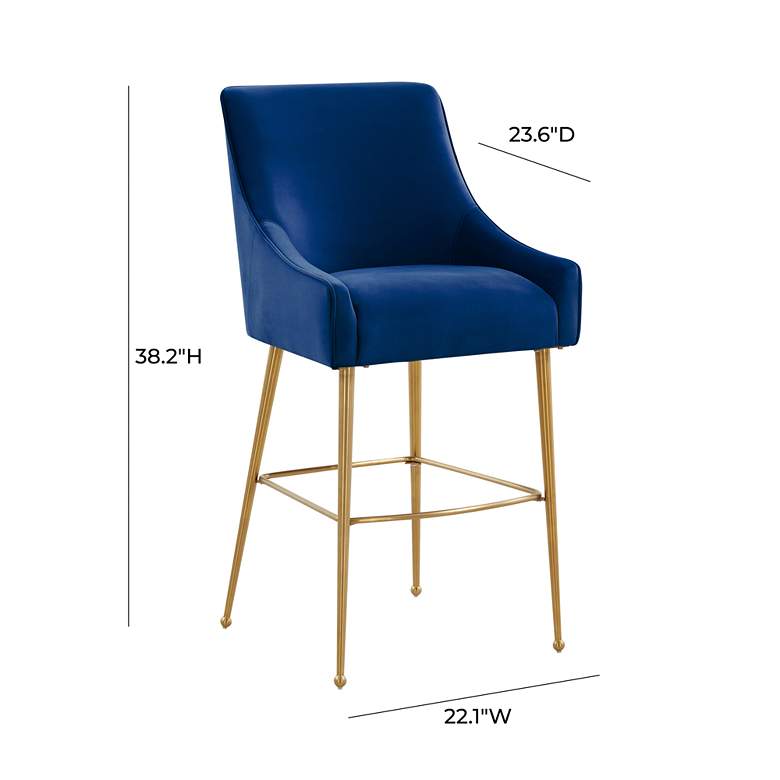 Image 7 TOV Beatrix 25 1/2" Modern Navy Blue Velvet Fabric Counter Stool more views