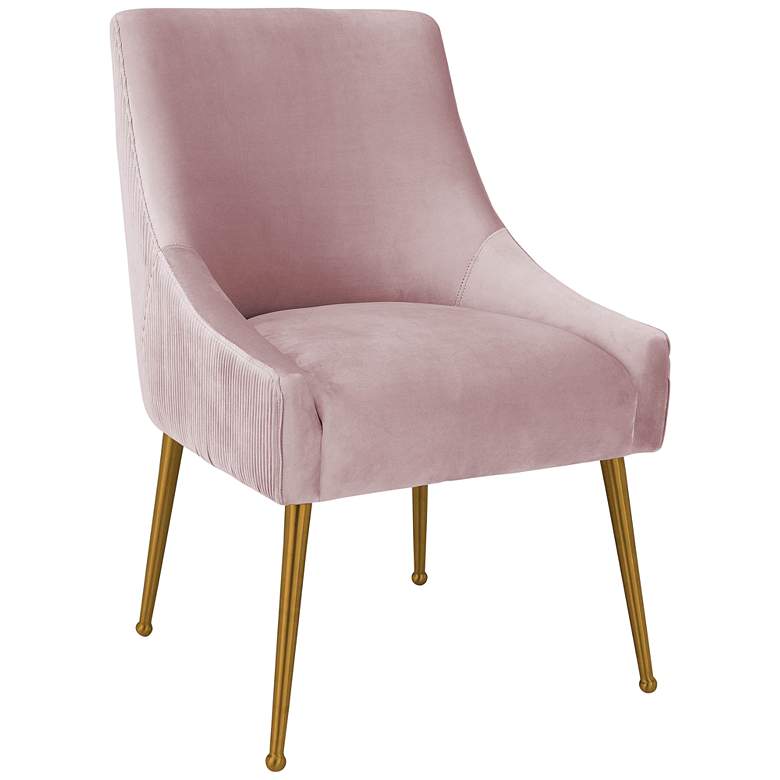 Image 1 TOV Beatrix 25 1/4" Pleated Mauve Pink Velvet Modern Side Chair