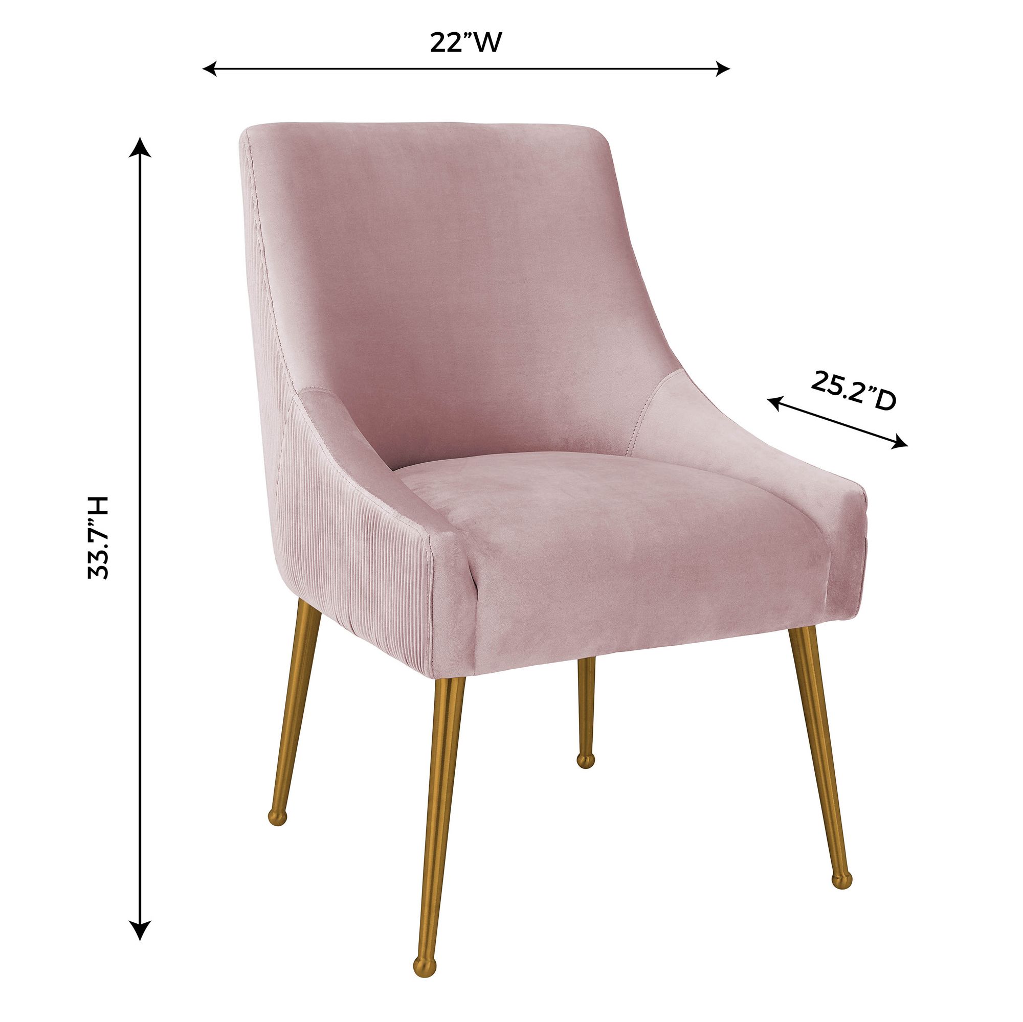 TOV Beatrix 25 1/4" Pleated Mauve Pink Velvet Modern Side Chair in scene