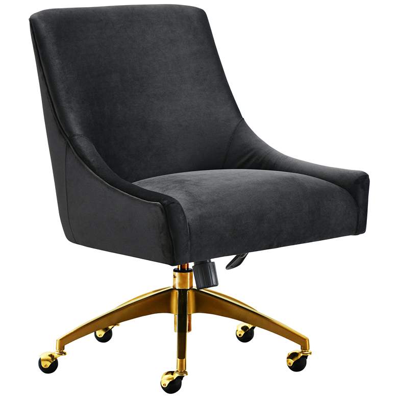 Image 1 TOV Beatrix 27 1/2" Wide Black Velvet Adjustable Swivel Office Chair