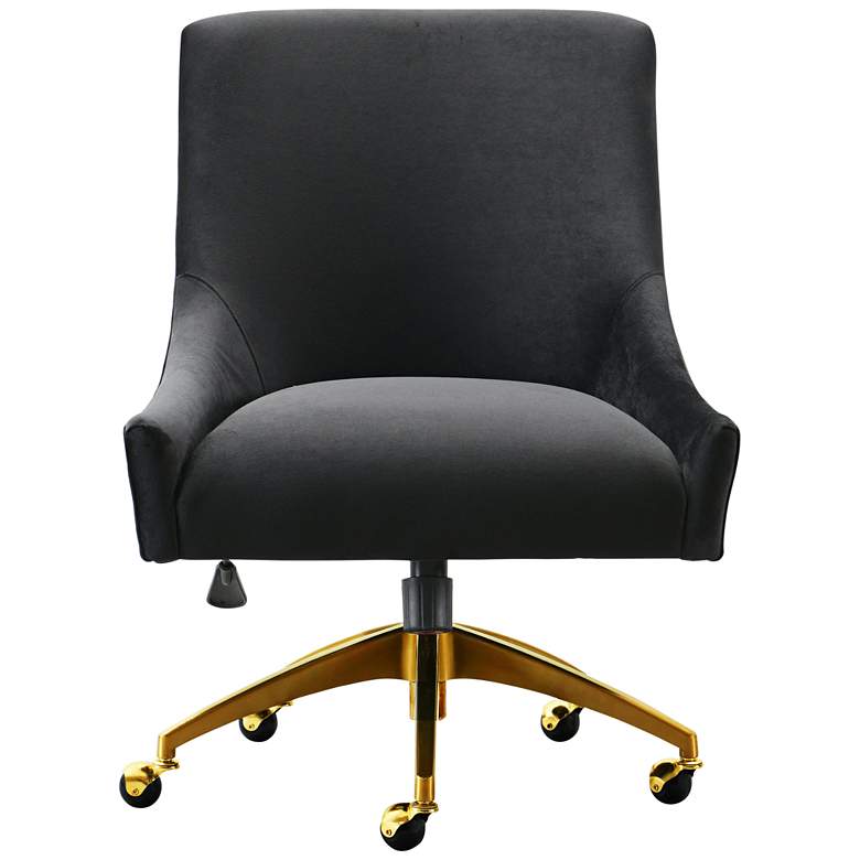 Image 3 TOV Beatrix 27 1/2" Wide Black Velvet Adjustable Swivel Office Chair more views