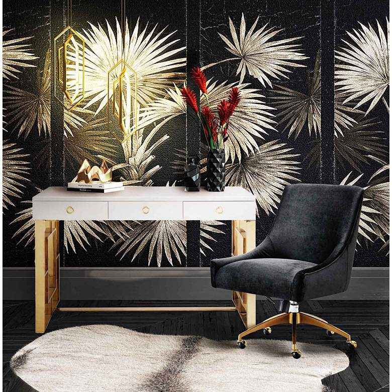 Image 5 TOV Beatrix 27 1/2" Wide Black Velvet Adjustable Swivel Office Chair more views