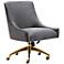 TOV Beatrix 27 1/2" Wide Gray Velvet Adjustable Swivel Office Chair