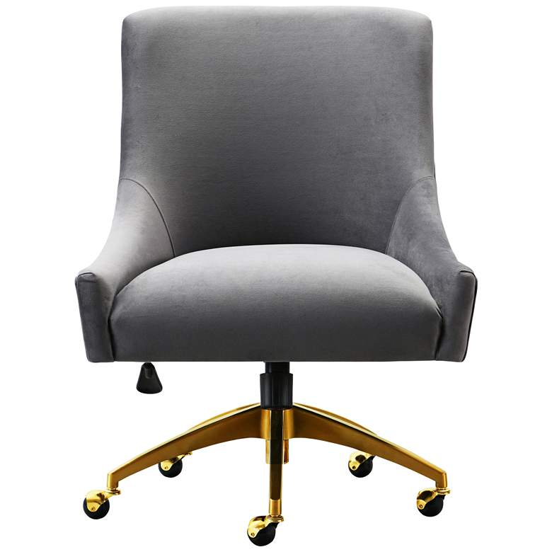 Image 3 TOV Beatrix 27 1/2" Wide Gray Velvet Adjustable Swivel Office Chair more views