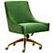 TOV Beatrix 27 1/2" Wide Green Velvet Adjustable Swivel Office Chair