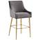 TOV Beatrix 30 3/4" Dark Gray Velvet Fabric Modern Bar Stool