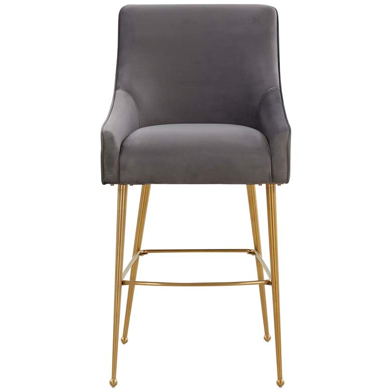 Image 5 TOV Beatrix 30 3/4" Dark Gray Velvet Fabric Modern Bar Stool more views