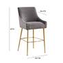 7_TOV Beatrix 30 3/4" Dark Gray Velvet Fabric Modern Bar Stool more views