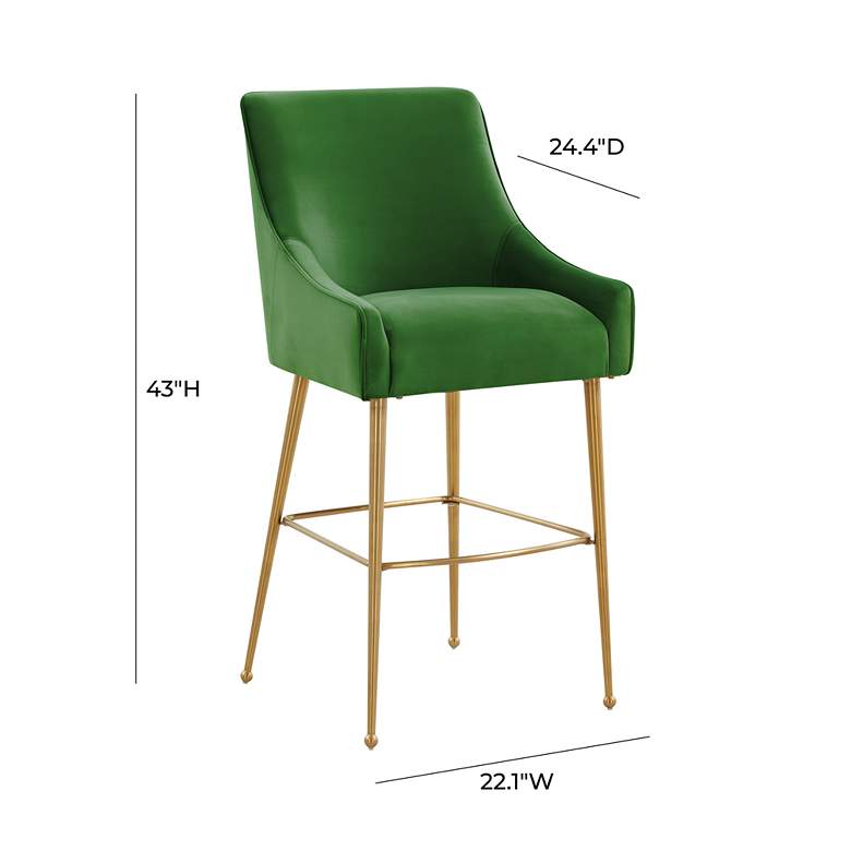 Image 7 TOV Beatrix 30 3/4" Green Velvet Fabric Modern Bar Stool more views