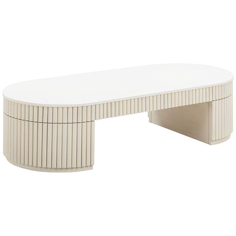Image 3 TOV Bella 47 3/4" Wide Deco Oval Cream Wood Coffee Table
