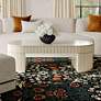 2_TOV Bella 47 3/4" Wide Deco Oval Cream Wood Coffee Table