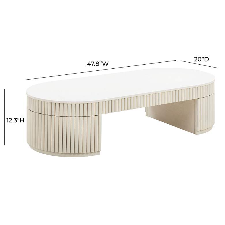 Image 7 TOV Bella 47 3/4" Wide Deco Oval Cream Wood Coffee Table more views