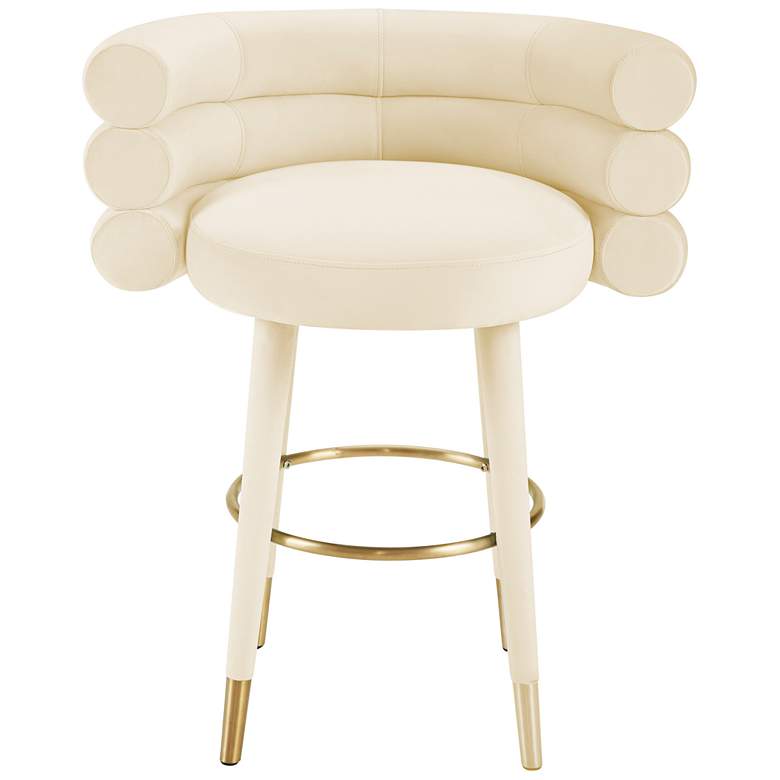 Image 3 TOV Betty 26 1/4" Gold ands Cream Velvet Fabric Modern Counter Stool more views