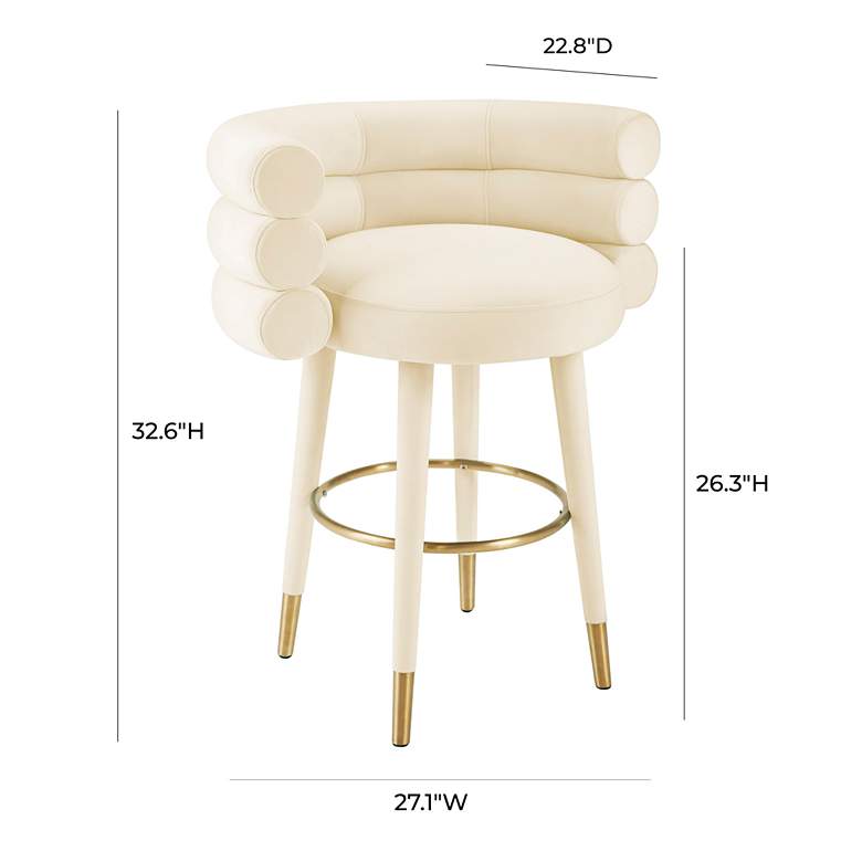 Image 5 TOV Betty 26 1/4" Gold ands Cream Velvet Fabric Modern Counter Stool more views