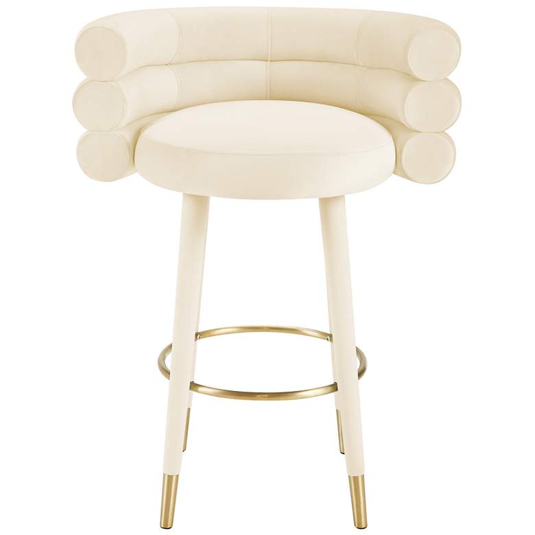 Image 3 TOV Betty 30 1/4" Cream Velvet Fabric Modern Bar Stool more views
