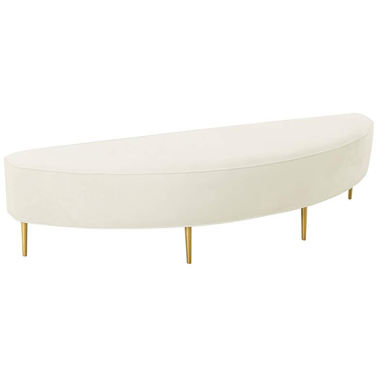 Image 3 TOV Bianca 82" Wide Cream Velvet Fabric Modern King Bench