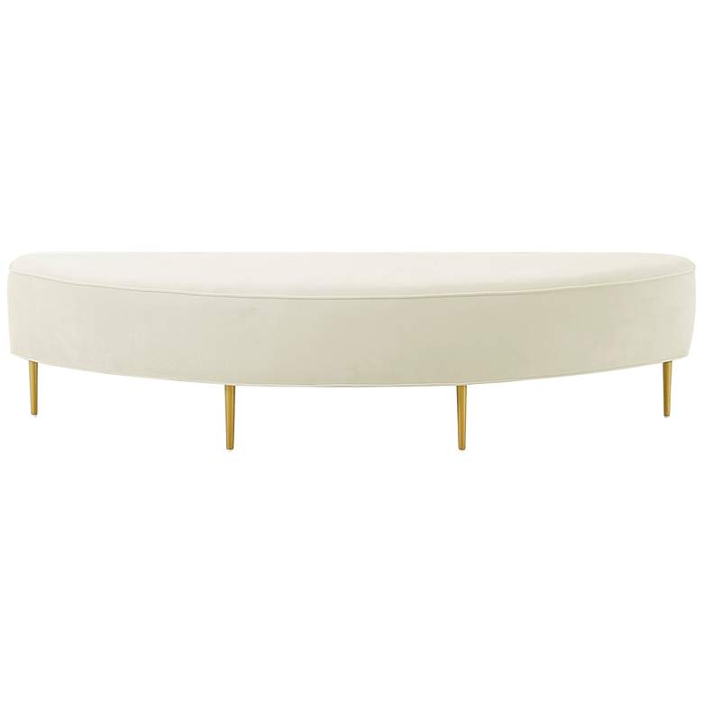 Image 6 TOV Bianca 82" Wide Cream Velvet Fabric Modern King Bench more views