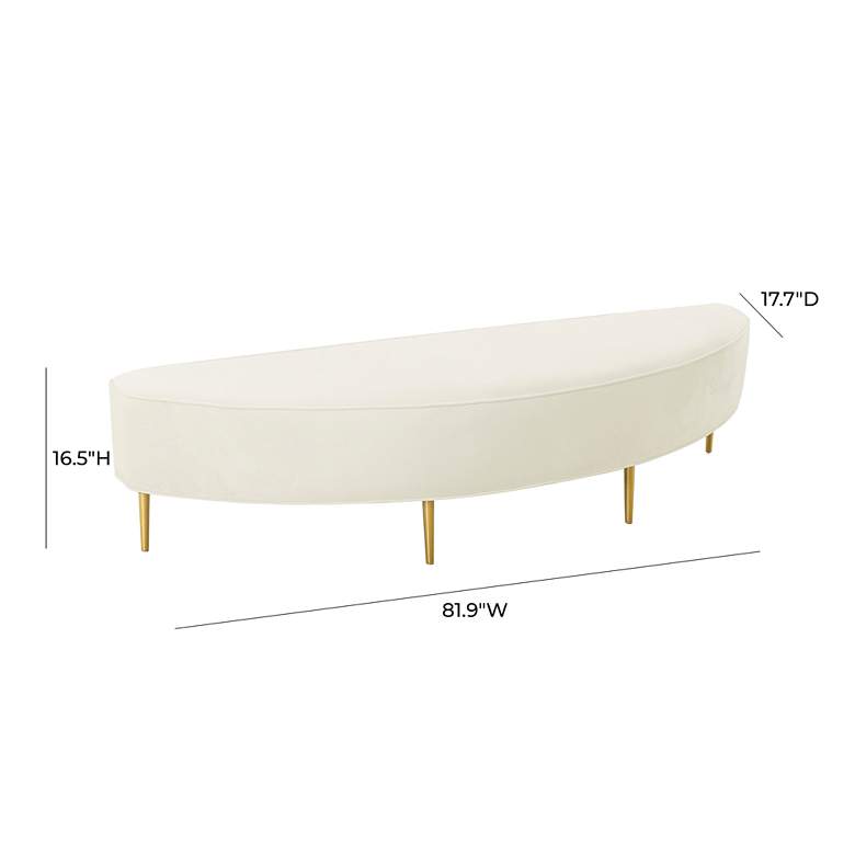 Image 7 TOV Bianca 82" Wide Cream Velvet Fabric Modern King Bench more views
