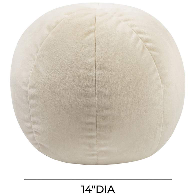 Image 2 TOV Boba 14" Round Cream Velvet Fabric Decorative Pillow more views
