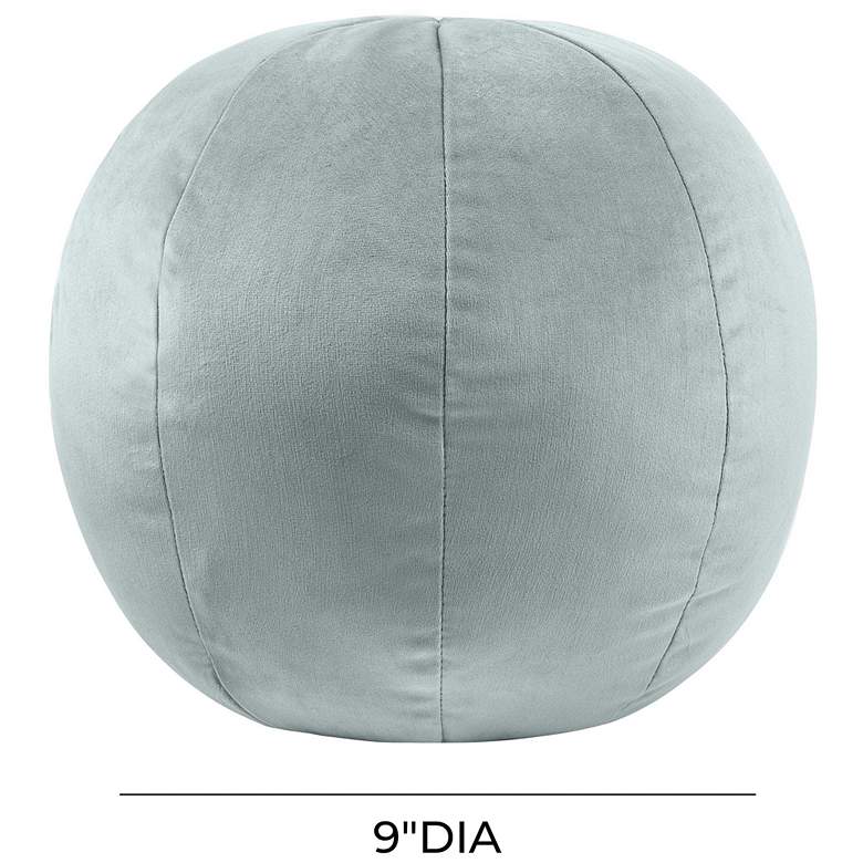 Image 2 TOV Boba 9" Wide Modern Sea Blue Velvet Round Decorative Pillow more views