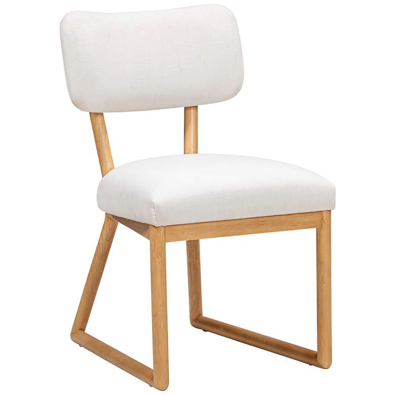 Image 1 TOV Bobbie 18 3/4" Wide Wood and Cream Fabric Modern Dining Chair