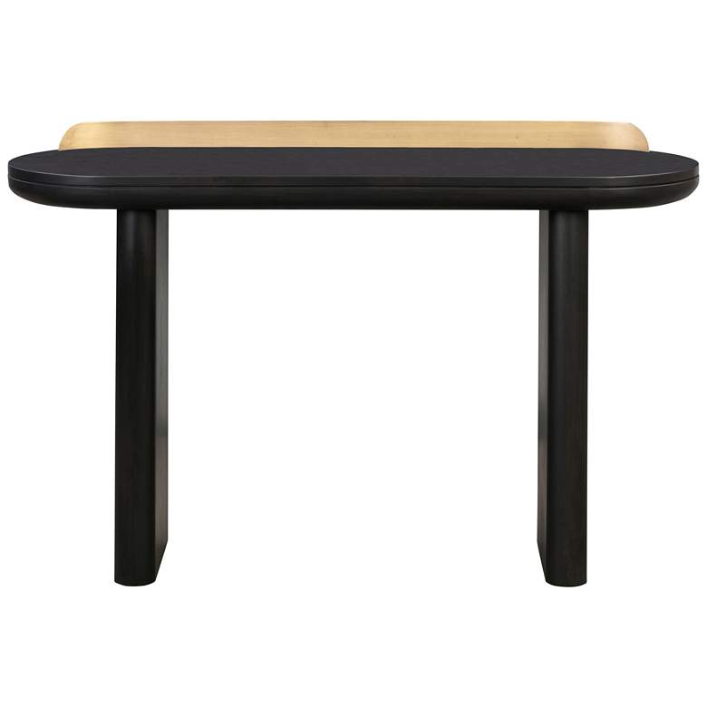 Image 3 TOV Braden 48" Wide Dark Black and Brass Desk Console Table more views