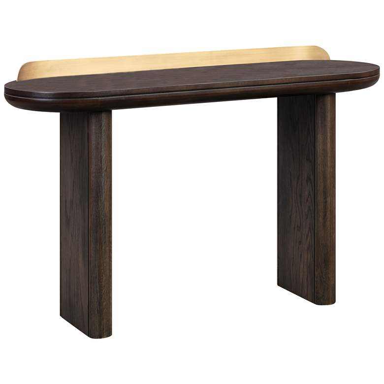 Image 2 TOV Braden 48" Wide Modern Dark Brown and Brass Desk Console Table