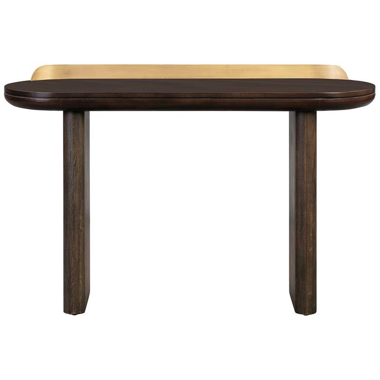 Image 3 TOV Braden 48" Wide Modern Dark Brown and Brass Desk Console Table more views