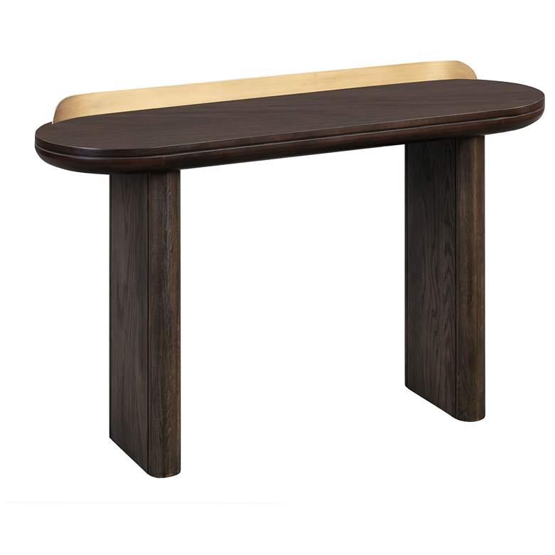 Image 4 TOV Braden 48" Wide Modern Dark Brown and Brass Desk Console Table more views