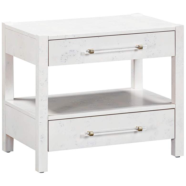 Image 2 TOV Brandyss 26" Wide White Burl Wood 2-Drawer Nightstand