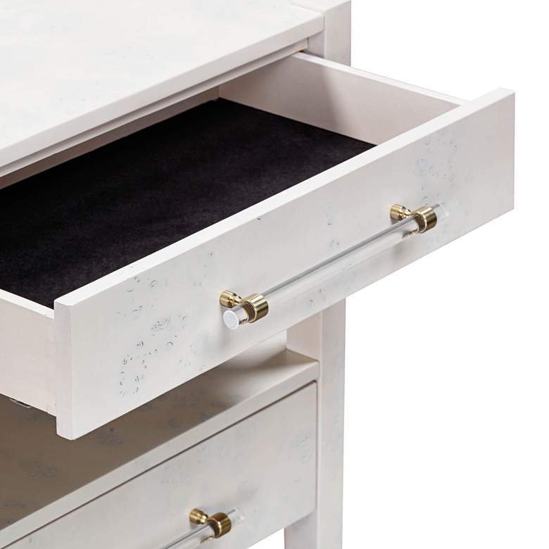 Image 5 TOV Brandyss 26" Wide White Burl Wood 2-Drawer Nightstand more views