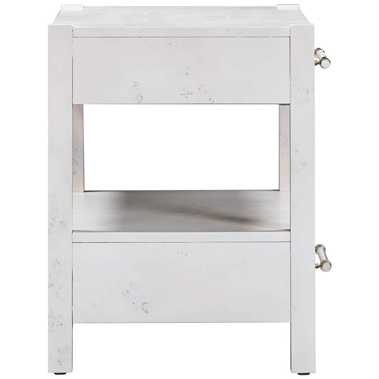 Image 6 TOV Brandyss 26" Wide White Burl Wood 2-Drawer Nightstand more views