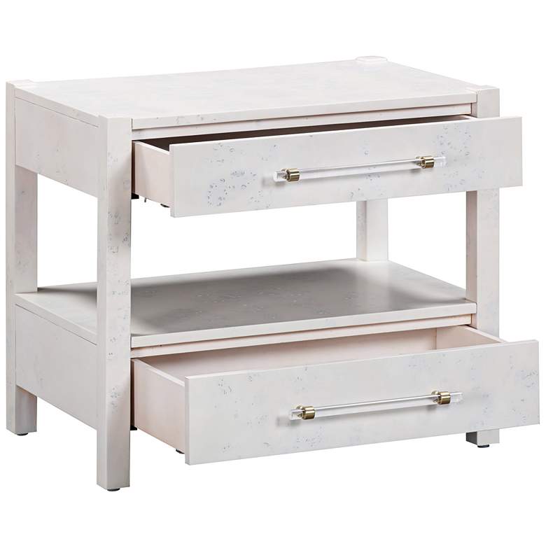 Image 7 TOV Brandyss 26" Wide White Burl Wood 2-Drawer Nightstand more views