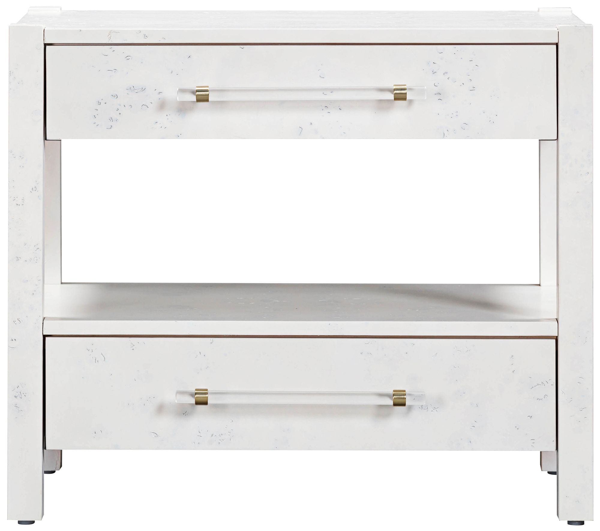 TOV Brandyss 26" Wide White Burl Wood 2-Drawer Nightstand in scene