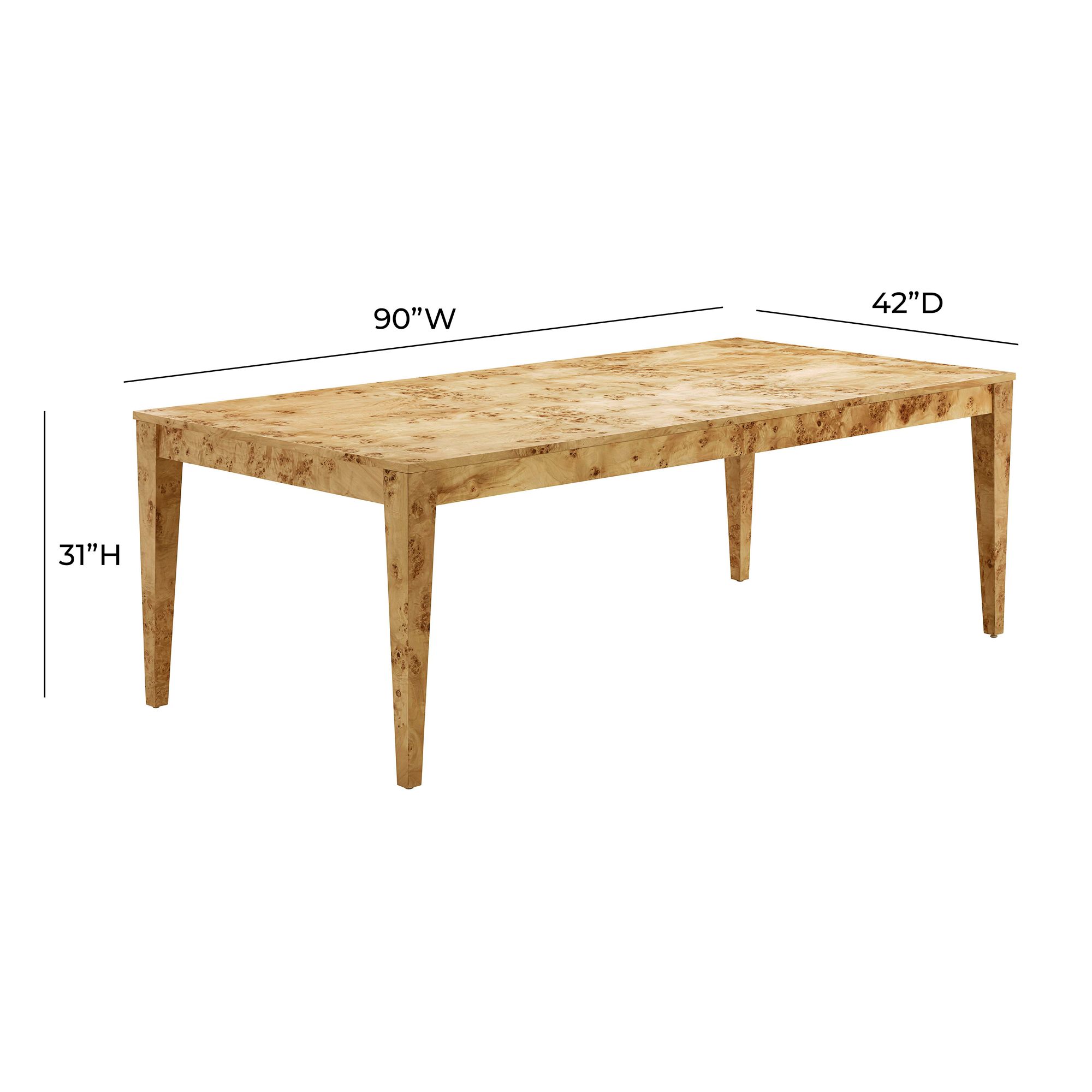 TOV Brandyss 90" Wide Natural Burl Wood Rectangular Dining Table in scene