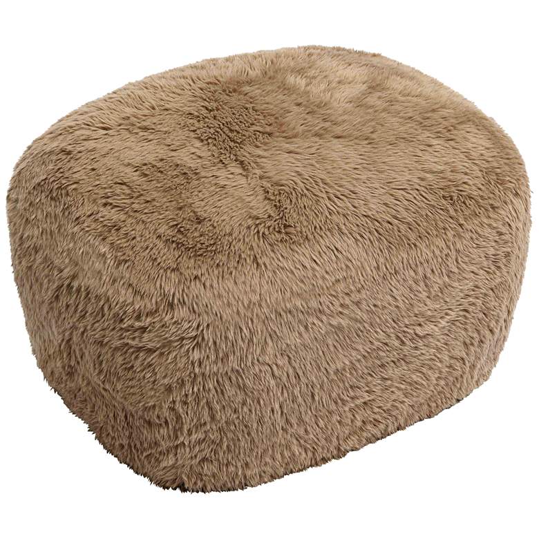 Image 1 TOV Britt 26 1/2" Wide Dark Taupe Vegan Shearling Fabric Ottoman