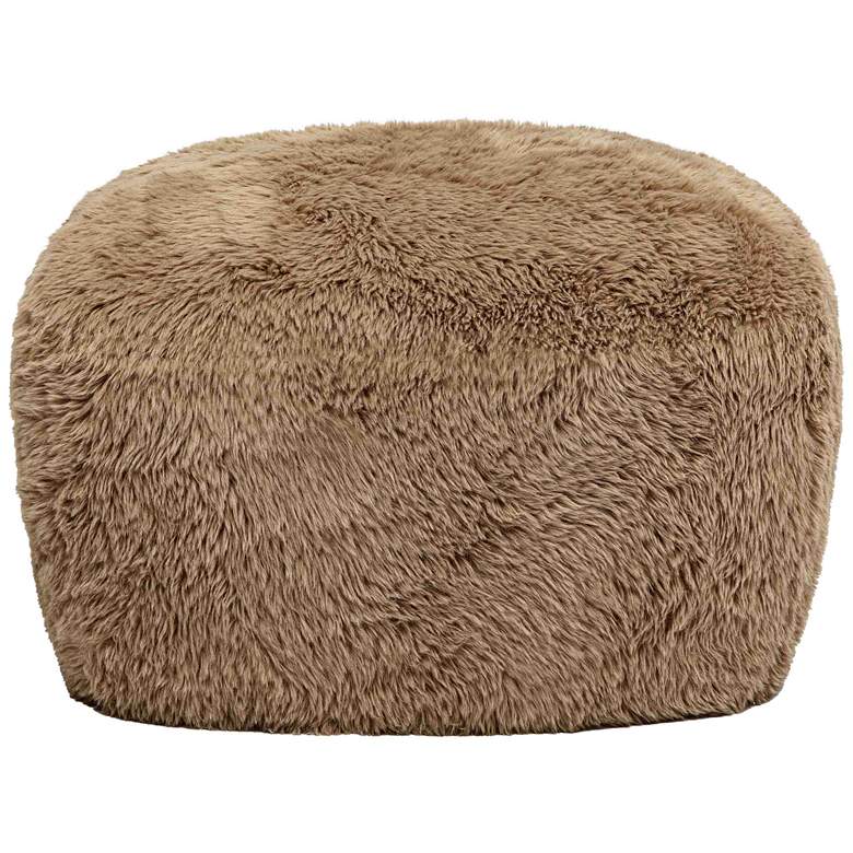 Image 2 TOV Britt 26 1/2" Wide Dark Taupe Vegan Shearling Fabric Ottoman more views