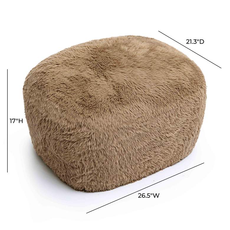 Image 4 TOV Britt 26 1/2" Wide Dark Taupe Vegan Shearling Fabric Ottoman more views