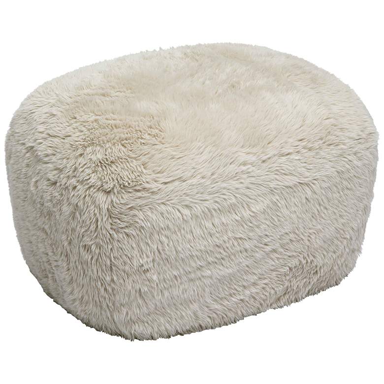 Image 1 TOV Britt 26 1/2" Wide Modern Natural Vegan Shearling Fabric Ottoman