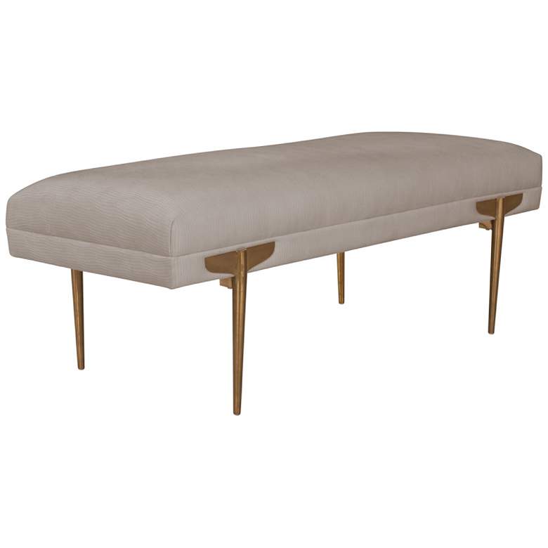 Image 2 TOV Brno 53 1/2" Wide White Velvet Fabric Modern Bench