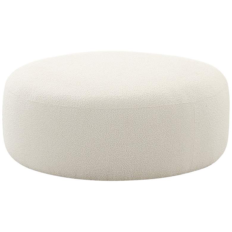 Image 1 TOV Broohah 39 1/4" Wide Cream Boucle Fabric Modern Round Ottoman