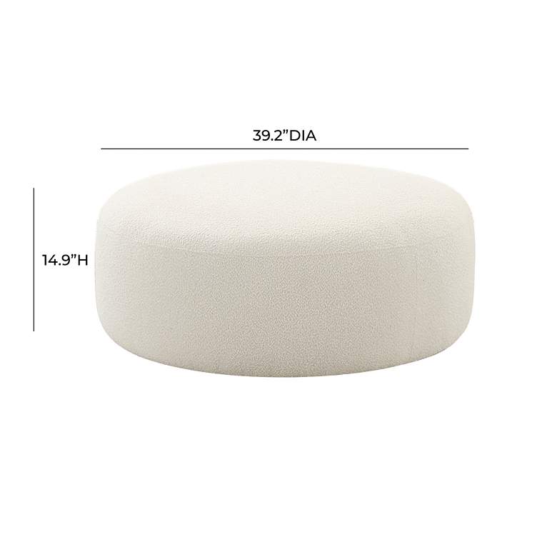 Image 2 TOV Broohah 39 1/4" Wide Cream Boucle Fabric Modern Round Ottoman more views