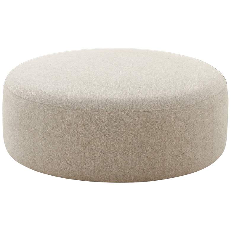 Image 1 TOV Broohah 39 1/4" Wide Modern Beige Fabric Round Ottoman