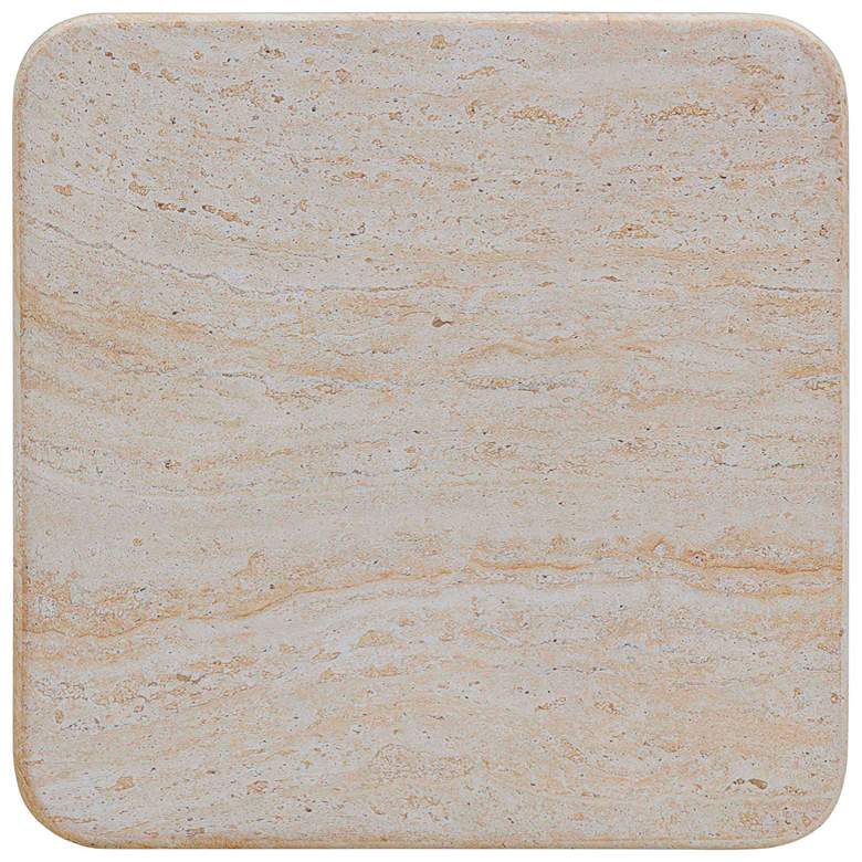 Image 3 TOV Brut 18" Wide Faux Travertine Modern Outdoor Side Table more views