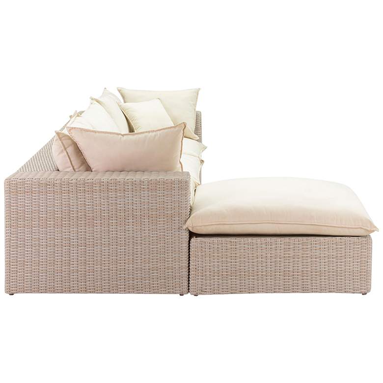 Image 4 TOV Cali 119 3/4" Wide Natural Faux Wicker Outdoor Modular Sectional more views