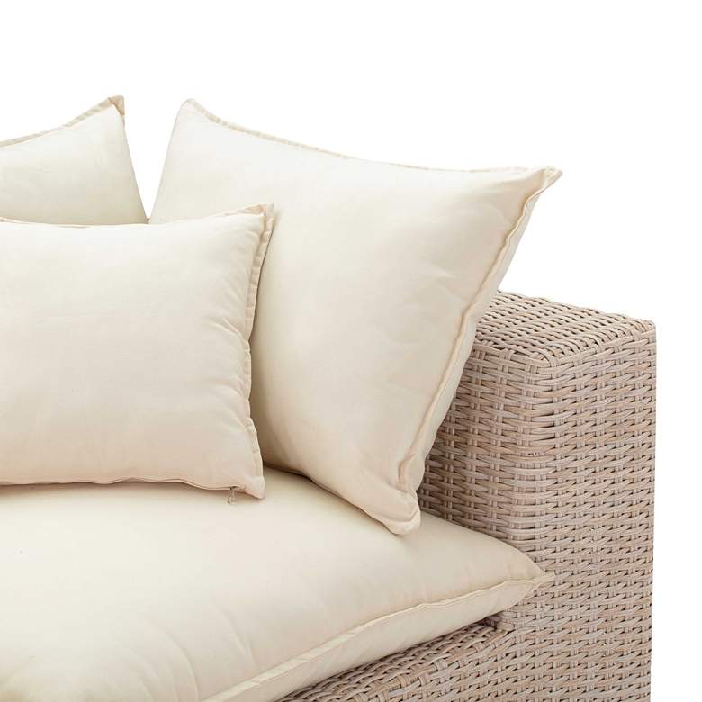 Image 3 TOV Cali 119 3/4" Wide Natural Faux Wicker Outdoor Modular Sofa more views