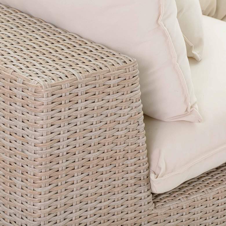 Image 6 TOV Cali 119 3/4" Wide Natural Faux Wicker Outdoor Modular Sofa more views
