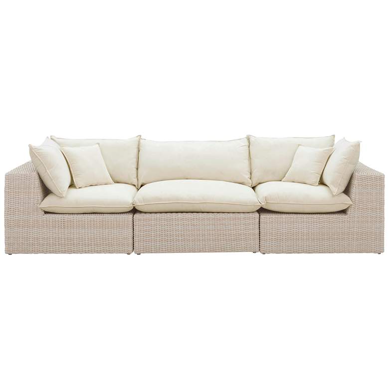 Image 7 TOV Cali 119 3/4" Wide Natural Faux Wicker Outdoor Modular Sofa more views